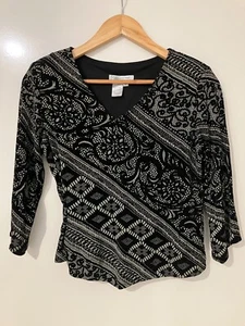 Coldwater Creek Hombreras Pequeñas Manga 3/4 Elásticas Cuello en V Talla Au 10-12 Negro - Imagen 1 de 10