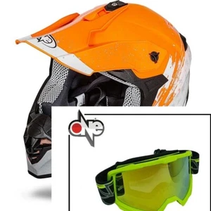 Casco Tiger Cross Enduro One Camamoto Arancio Bianco Lucido Mis. M + Occhiali - Imagen 1 de 5
