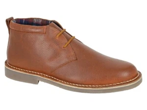 Roamers M755B Men's Tumbled Leather 2 Eyelet Padded Collar Classic Desert Boots - Picture 1 of 2