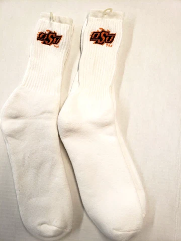 NCAA Oklahoma State Cowboys Men's Socks Size 10-13 (2 Pairs) White Cover