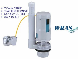 *NEW* Universal Cable Push Button Dual Flush Toilet Cistern Valve 1.5"- 2" WRAS - Picture 1 of 1