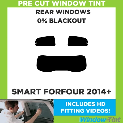Película opaca 0 % tinte ventana precortada trasera para Smart Forfour 2014+ Foto 1 de 4