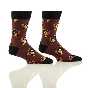 Calcetines para hombre YO Sox "Turkey Time" diseño pavo acción de gracias - Imagen 1 de 3