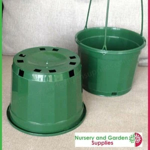 115mm Hanging Plant Pot - PK of 8 - Hanging Basket Green Pot & Hanger - Picture 1 of 5