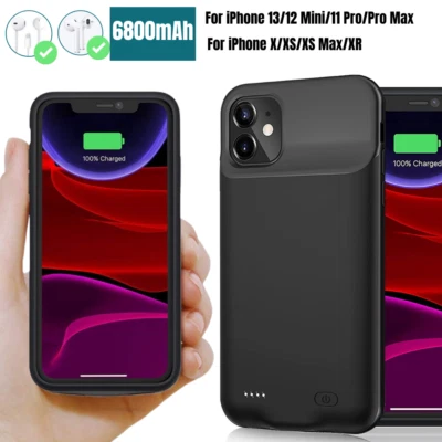 External Battery Charger Case Power Bank For iPhone 13/12/Mini/14/11/Pro/XS Max - Image 1 of 4