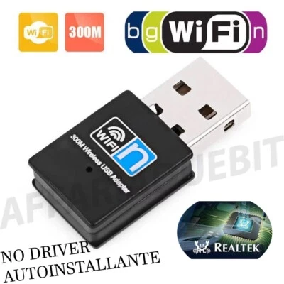 chiavetta pennetta wifi antenna wireless usb pc windows realtek internet 300Mbps - Immagine 1 di 2