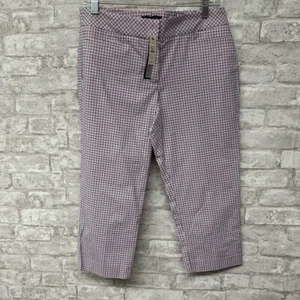Talbots Signature kurz geschnittene karierte Damenhose Größe 6P blau und pink neu mit Etikett - Bild 1 von 8