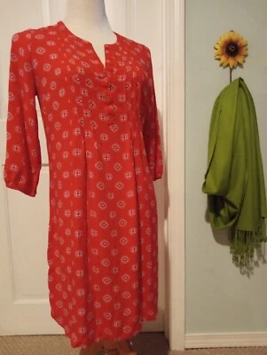 Extra Small Women's Bohemian Boho Dress Old Navy Red Mandala Dress 3/4 Sleeve - Image 1 of 4