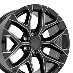 Set(4) 20" Milled Black 5668 Snowflake CK156 Rims Fits Silverado Tahoe Suburban - Picture 1 of 5