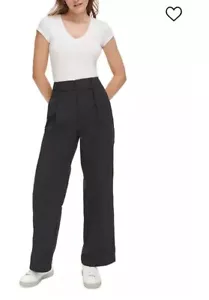 Calvin Klein Jeans High Waist Wide-leg Pleated Pants New Women’s Size 6 Black - Picture 1 of 19