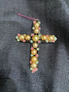 Vintage Kreuz Anhänger Halskette New England Glashütte - Bild 1 von 3