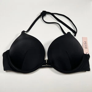 Victoria Secret 38C Bombshell Push Up Bikini Top Adds 2 Cups Black - Picture 1 of 4