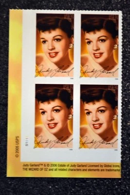 2006USA #4077 39c Judy Garland Legends of Hollywood - Plate Block of 4  Mint - Image 1 of 2