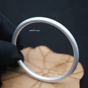Brazalete cerrado redondo acabado mate acabado 4,5 mm plata fina pura 999 para mujer hombre - Imagen 1 de 6