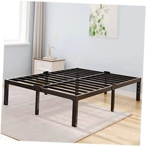 King Bed Frame and Headboard Holes with Storage No Box Spring Needed Black - Picture 1 of 7