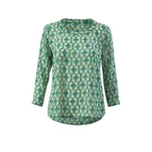 Cabi Jade Top Size Medium Boat Neck 3/4 Sleeve Blouse Green Leaf Print - Picture 1 of 7