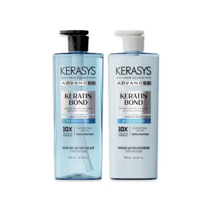 Kerasys Advanced Keratin Bond Silky Moisture Shampoo & Conditioner Set 750ml - Image 1 of 4