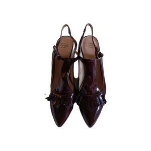 Circa Joan& David Burgundy Slingback Stiletto High Heel Backless Patent Leather. - Picture 1 of 7