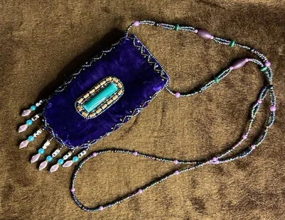 Bolso Bandolera con Cuentas Púrpura Iridiscente Cuentas Correa Pequeña Flecos Cartera Bolso Foto 1 de 4