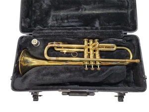 Alte Ambassador Gold Messing Bb Trompete mit Mundstück und Koffer - Bild 1 von 20