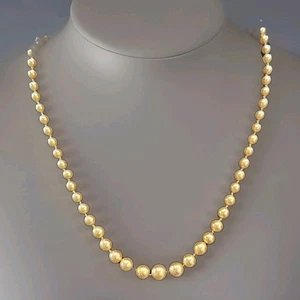 Vintage Strand of Graduated Champagne Faux Pearls 17" - Picture 1 of 2