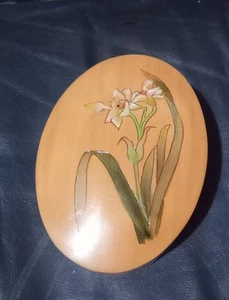 Ovale Schmuckschatulle aus Holz Made in China, 4" lang x 1 1/2" tief - Bild 1 von 3