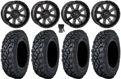 System 3 ST-4 Black 14" Wheels 28" Klever X/T Tires Yamaha Viking Wolverine - Imagem 1 de 4
