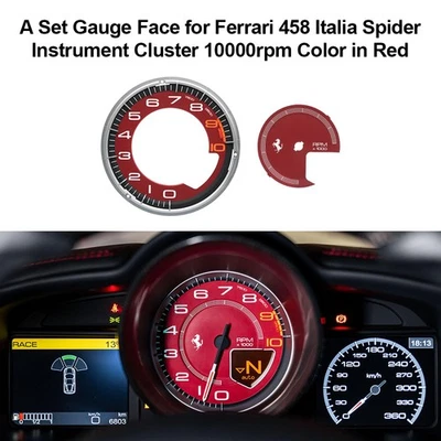 A Set Gauge Face for Ferrari 458 Italia Spider Instrument Cluster Red 10000rpm - Image 1 of 4