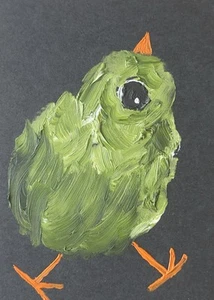 ACEO Original Painting, Bird Impressionism Oil Art, Emmer Plaxe, Animal Abstract - Picture 1 of 1