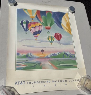 VTG AT&T Thunderbird Balloon Classic 1988 Hot Air Balloon Festival Poster 28x22 - Image 1 of 4