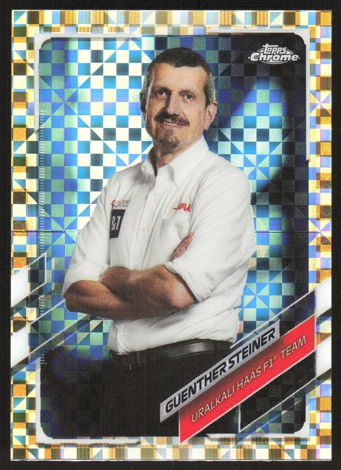 GUENTHER STEINER 2021 TOPPS CHROME FORMULA 1 GOLD CHECKERED FLAG #92 45/50 - Image 1 of 3