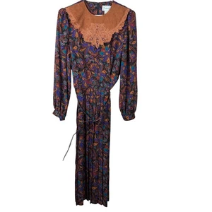 Vintage Leslie Fay 80’s Paisley Floral Midi Dress Size 18 Boho Cottagecore - Bild 1 von 12