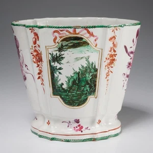 Antique Hand Painted French Faience Wastebasket Vase Ex Museum 7.25"h **READ** - Picture 1 of 6