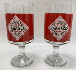 Tabasco Pepper Sauce Red Stemmed Bar Drinking Glasses Set of 2 - Picture 1 of 9