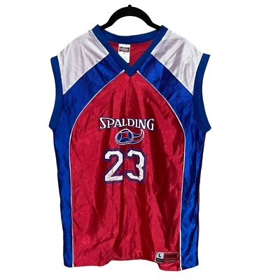 Camiseta sin mangas deportiva Spalding para hombre camiseta de baloncesto grande #23 roja azul blanca polietileno Foto 1 de 4