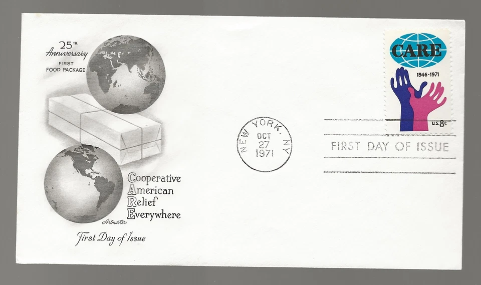 US Scott #1439, First Day Cover 10/27/71 New York Single CARE - Image 1 of 1
