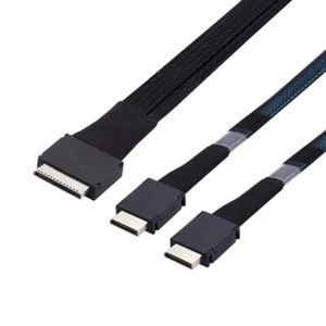 OCuLink PCIe PCI-Express SFF-8611 8x 8-Lane to Dual SFF-8611 Oculink 4x SSD 50cm - Picture 1 of 1
