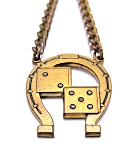 Portachiavi vintage ferro di cavallo/ottone scarpa da cavallo buona fortuna etichetta tono oro/ottone JL35 - Foto 1 di 6