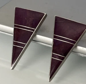RAY TRACEY und MESSER SEGURA Sterlingsilber LILA SUGILIT Dreieck OHRRINGE - Bild 1 von 13