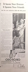 Odo-Ro-No Antitranspirante Desoderante Ahorra Ropa Mujeres Vintage Estampado Anuncio 1933 - Imagen 1 de 4