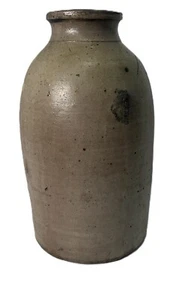 Antique Stoneware Salt Glazed Tall Crock/ Tall Canning Container - Picture 1 of 11