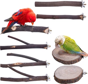 8 PCS Natural Wood Bird Perch Stand-Wooden Parrot Perch Stand-Perch Platform Cag - Picture 1 of 8