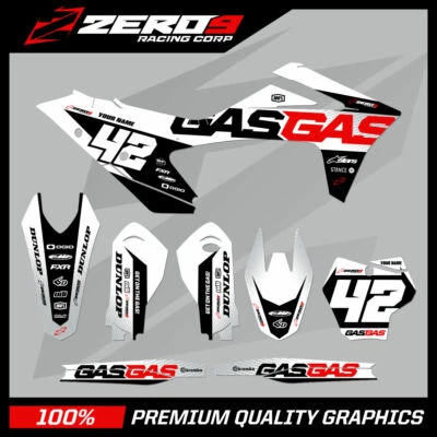 CUSTOM MX GRAPHICS KIT: GASGAS MOTOCROSS MC EC 2021 - 2022 CHARGE WHI / BLK - Image 1 of 4