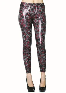 Yelete Lips and Lace Women's Printed Liquid Leggings design by Stella Elyse S/M - Picture 1 of 5