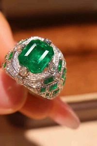 Luxurious stacked high quality emerald 4.15 ct G18K diamond ring - Picture 1 of 5