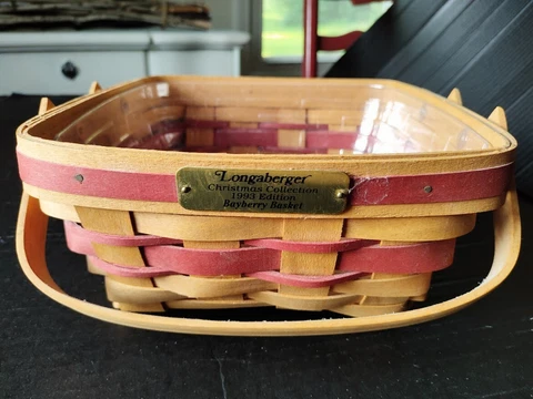 Longaberger Red 1993 Edition Bayberry Basket Christmas Collection with Liner Cover