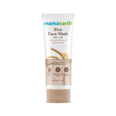 Lavado facial de arroz Mamaearth con agua de arroz y niacinamida para piel brillante - 100 ml Foto 1 de 4