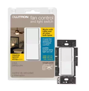 🔥🔥 Lutron DVFSQ-LFH-Weiß Diva Ventilator und Lichtschalter, Kunststoff, weiß 🔥🔥 - Bild 1 von 3
