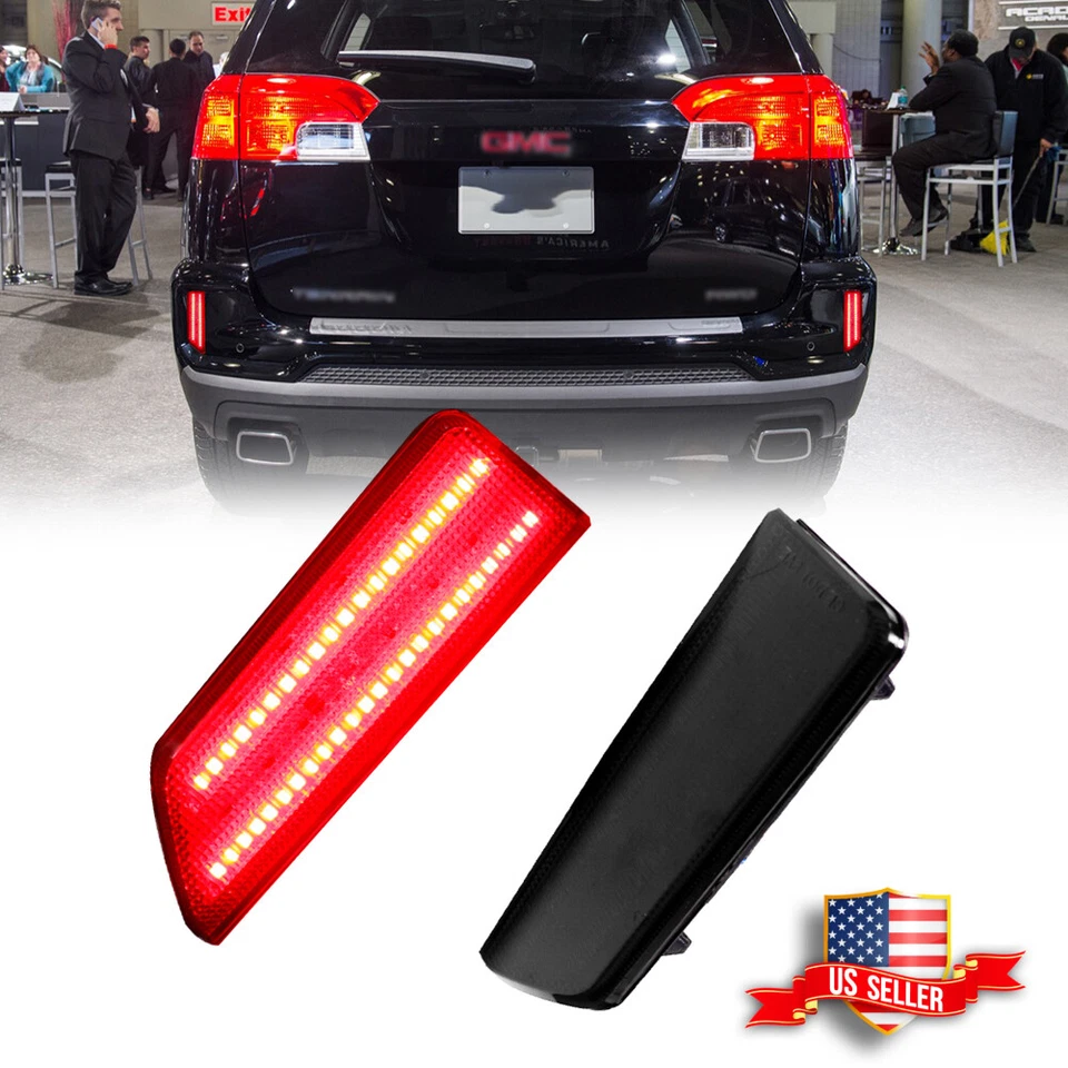 Smoked Rear Bumper Reflector Red LED Tail Brake Lights For 2016 2017 GMC Terrain - Image 1 of 4