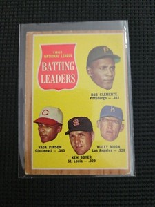 1962 Topps - League Leaders #52 Roberto Clemente, Ken Boyer, Vada Pinson